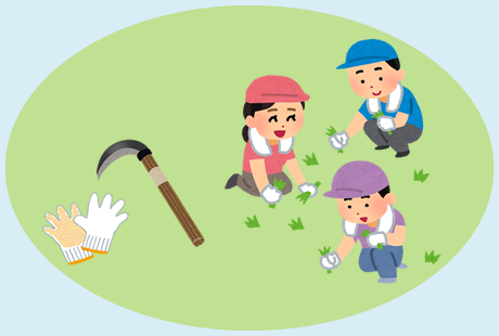 愛宕公園グラウンドの草取りにご協力ください