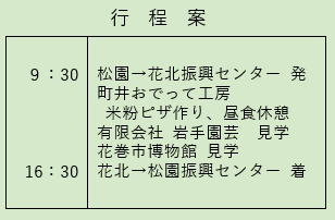 米粉ピザと岩手園芸と博物館 行程案